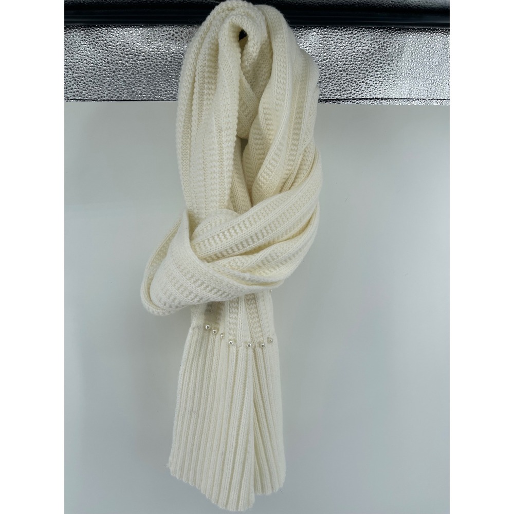 A New Day Scarf Women OS Cream Excellent Pearl Embellished Ribbed Knit Accessory